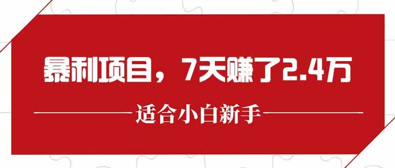 (6.27)最新暴利项目，每单收益轻松在300以上，7天赚了2.4万