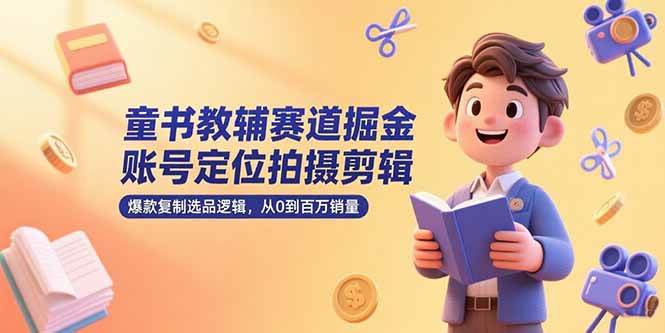 (7.8)童书教辅赛道掘金，账号定位拍摄剪辑，爆款复制选品逻辑，从0到百万销量