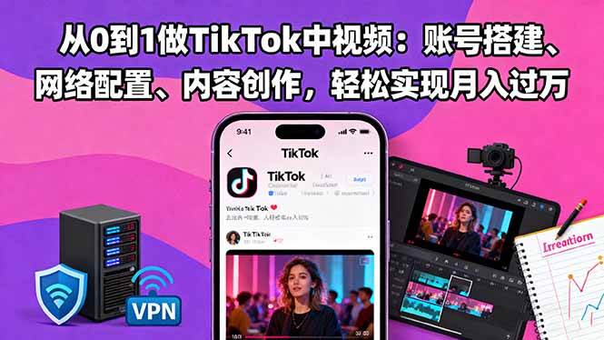 (11.4)从0到1做TikTok中视频：账号搭建、网络配置、内容创作，轻松实现月入过万