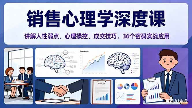(11.3)销售心理学深度课，讲解人性弱点、心理操控、成交技巧，36个密码实战应用