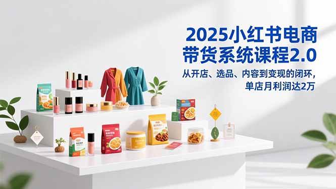 (12.20)2025小红书电商带货系统课程2.0，从开店、选品、内容到变现的闭环，单店月利润达2万