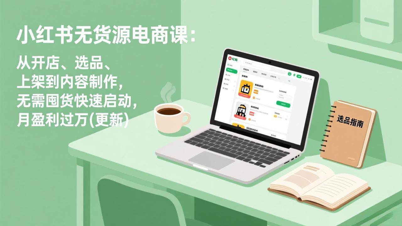 (4.1)小红书无货源电商课(3月更新)：从开店、选品、上架到内容制作，无需囤货快速启动，月盈利过万